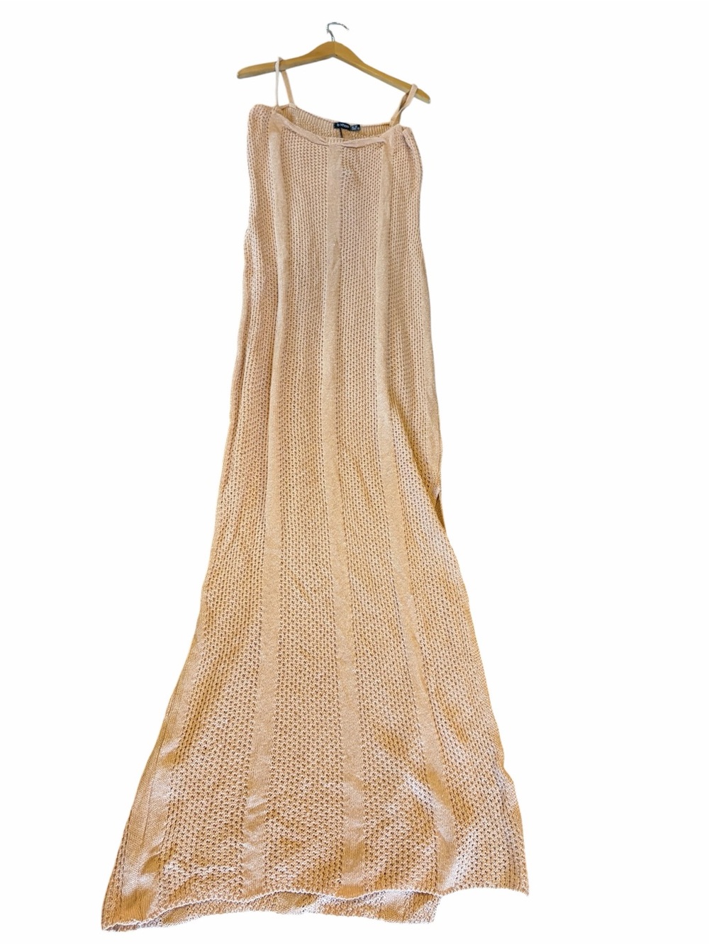 NWT Boohoo Plus Camel Crochet Knitted Maxi Beach side split Dress US 16 - Picture 5 of 10